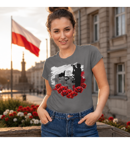 KOSZULKA DAMSKA PATRIOTYCZNI CZERWONE MAKI